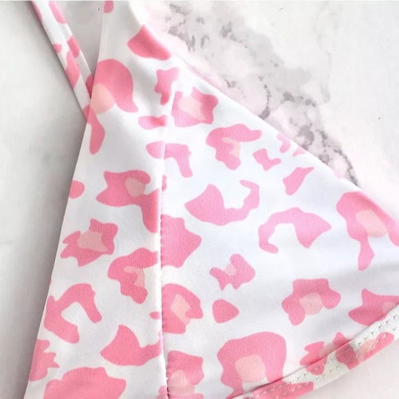 CLEARANCE Pink Leopard Animal Printed Triangle 2Pc Bikini - Picture 3 of 4